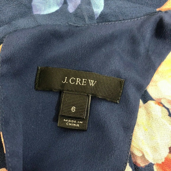 J Crew Silk Floral Tank Navy Blue Pink Size 6 - Picture 5 of 7